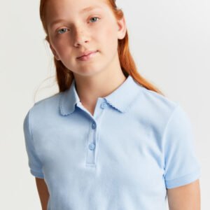 S/S Girls Picot Collar Interlock Polo Shirt